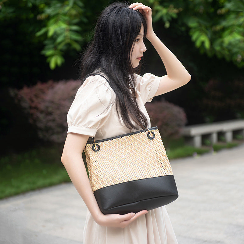 Woven Tote Shoulder Bag