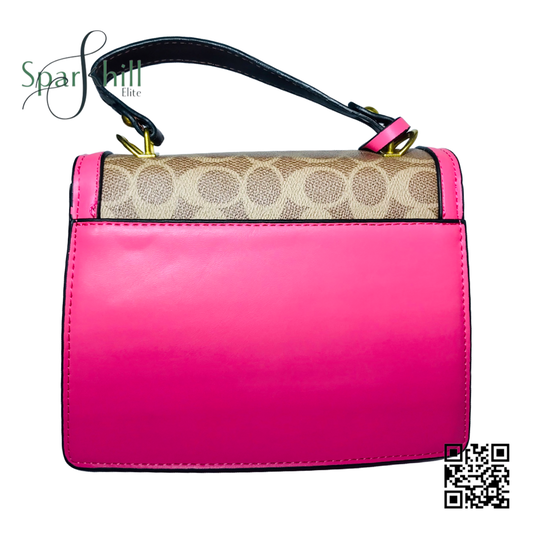 Crossbody Bag Mini Pink With Golden Logo Snap Closure