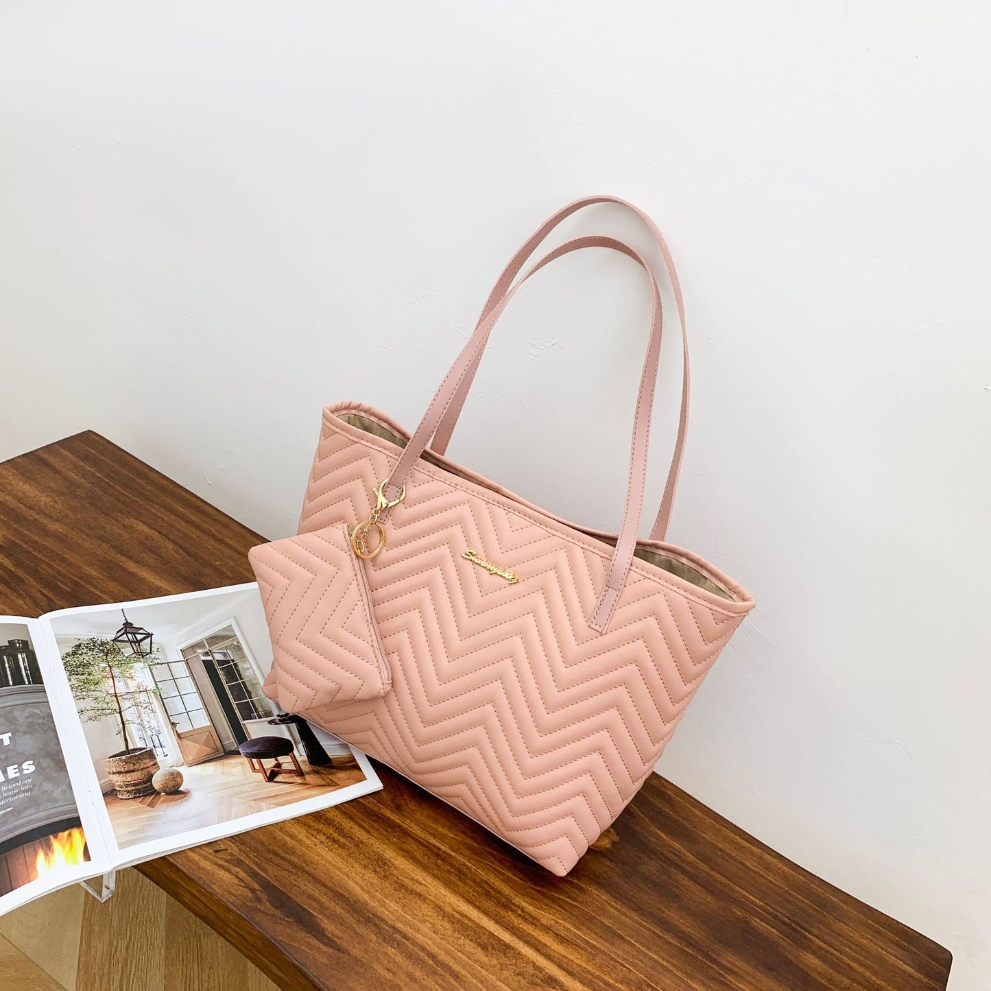 Quilted Chevron Tote Bag