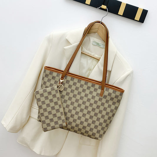 Checkerboard Print Tote bag and wallet
