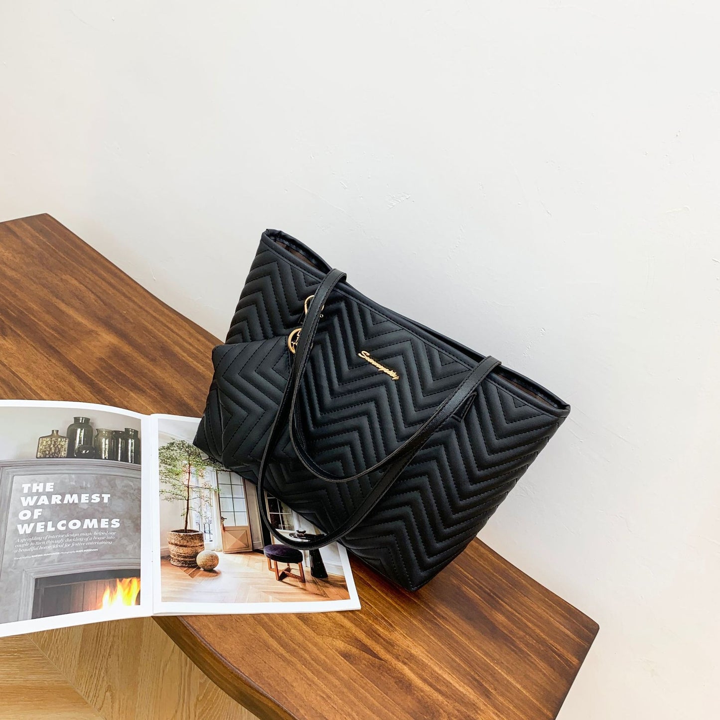 Quilted Chevron Tote Bag