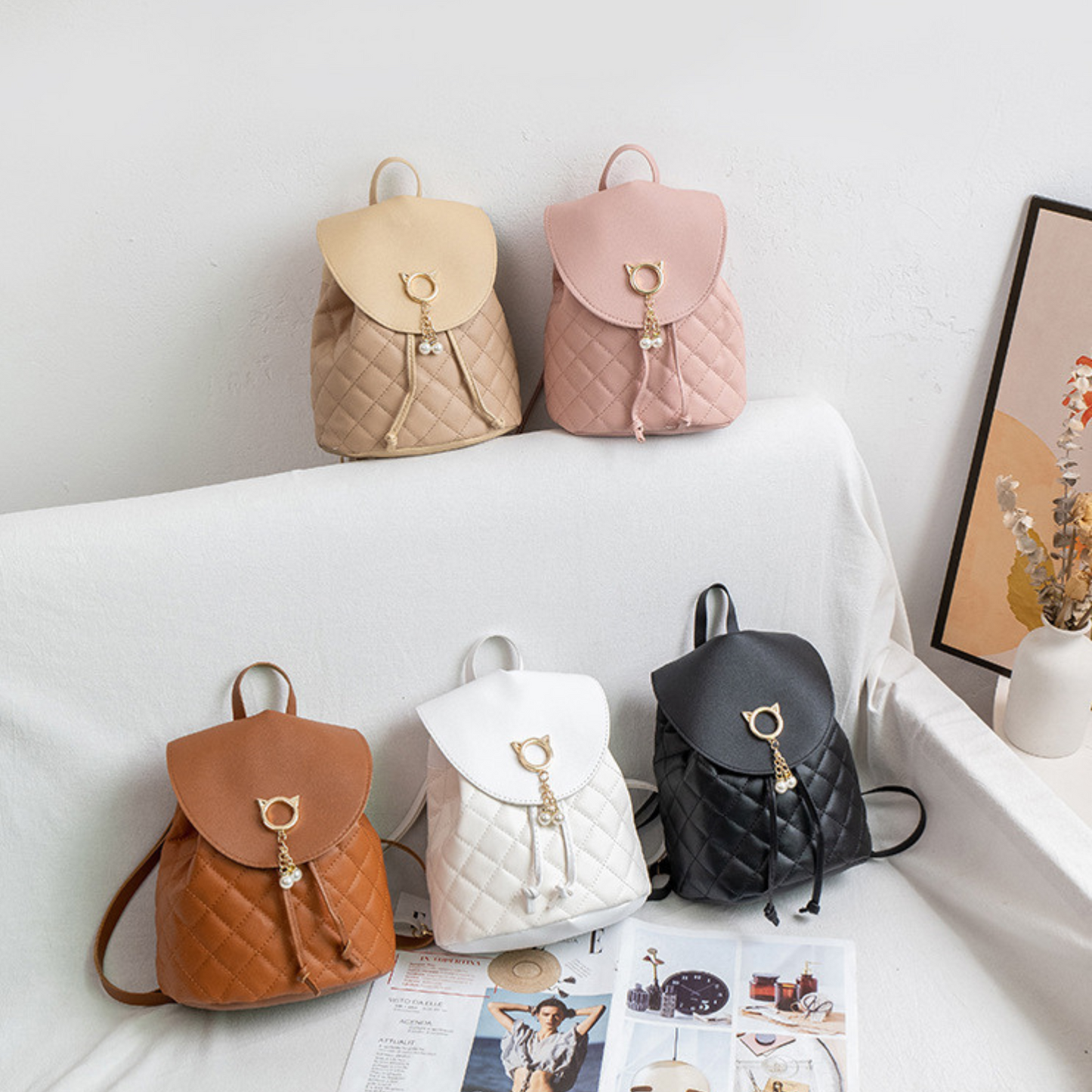 Quilted PU Leather Backpack