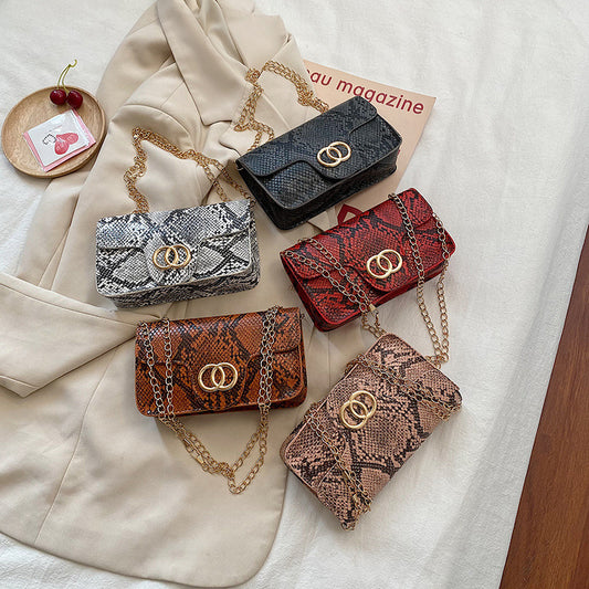 Retro Snake Pattern Small Square Bag