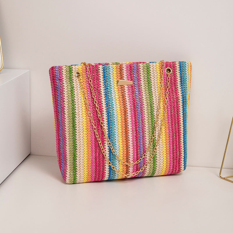 Boho Rainbow Woven Bag