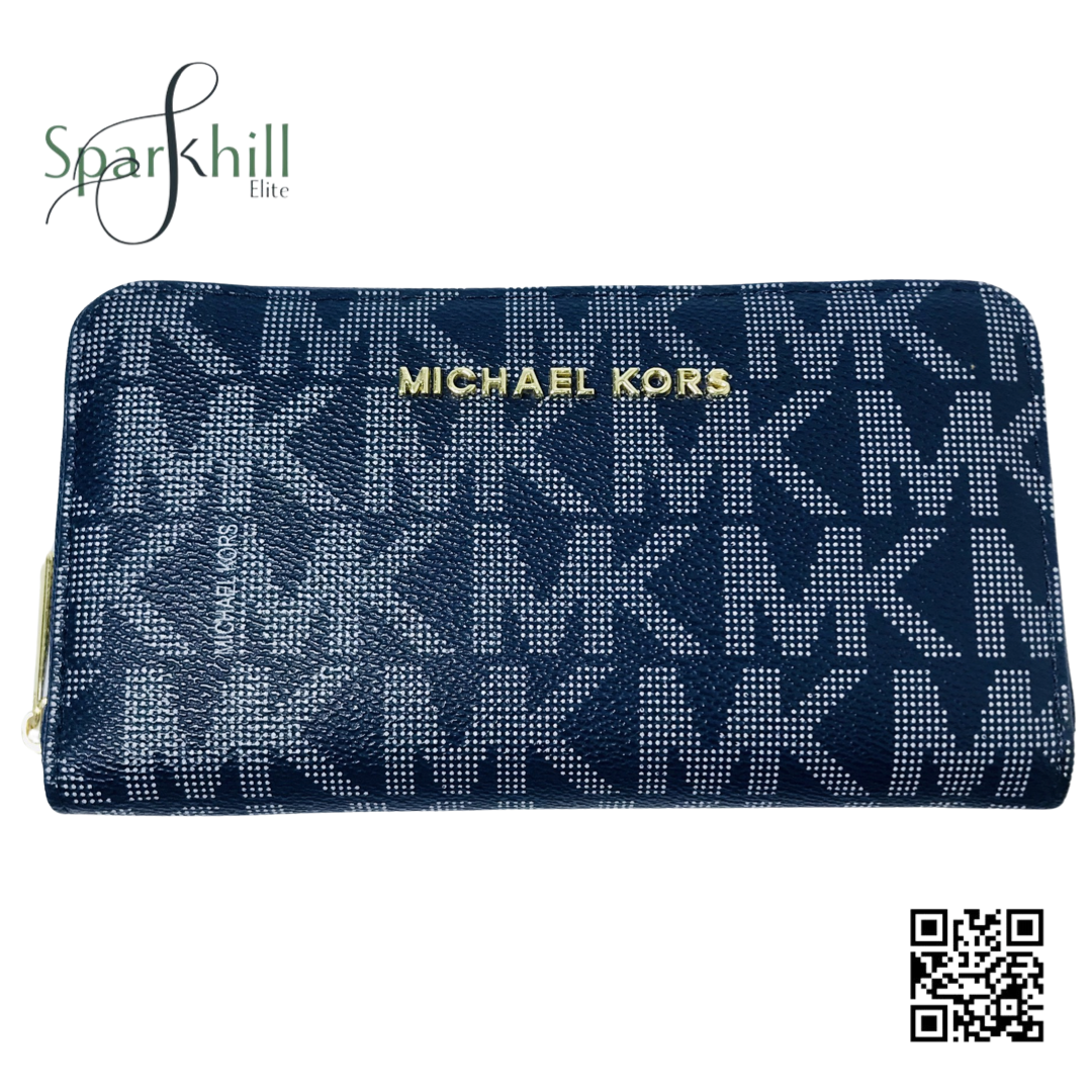 Monogram Admiral Navy Dark Blue Zip Around Wallet
