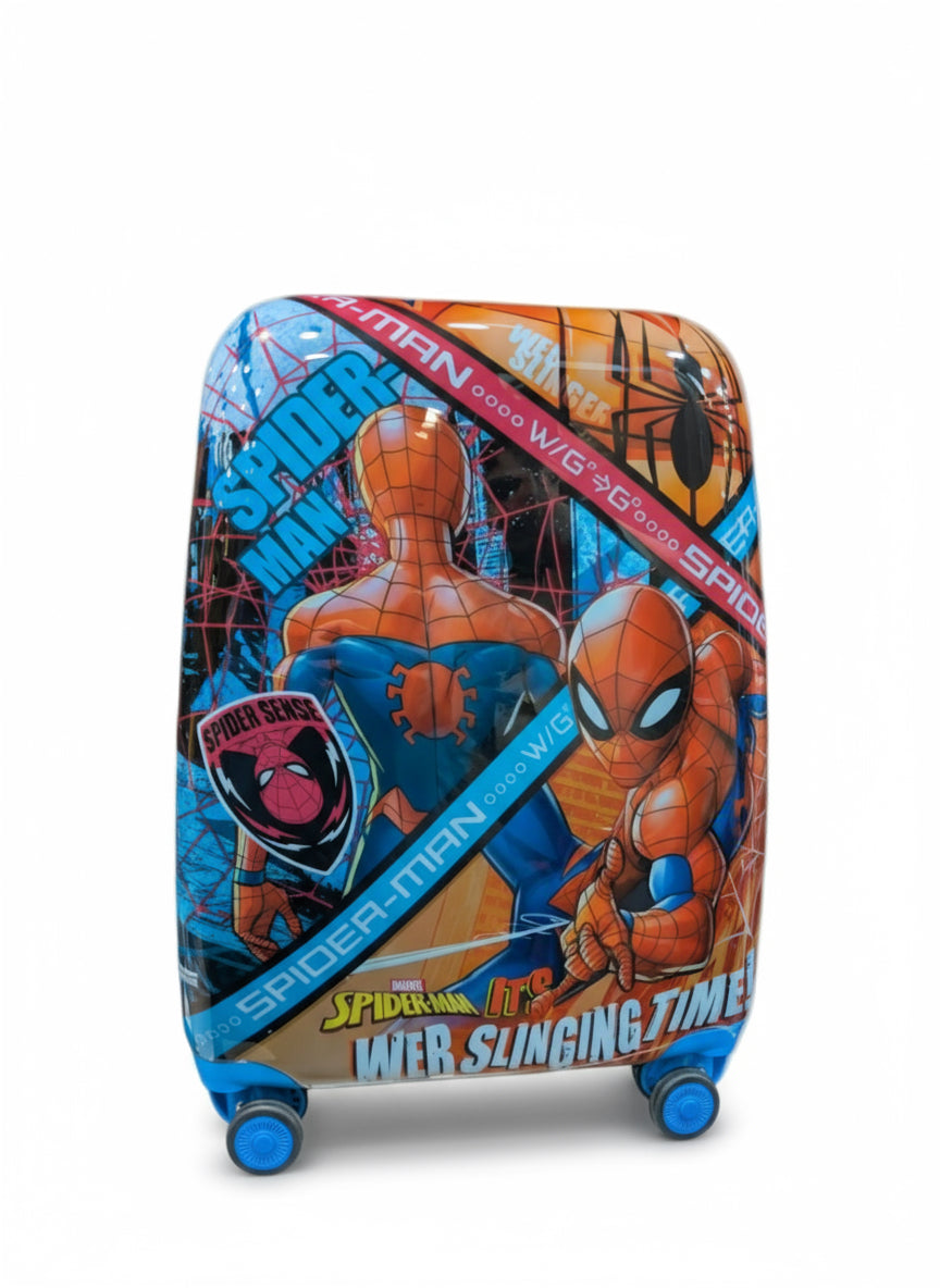Spider-Man themed children's suitcase on a white background